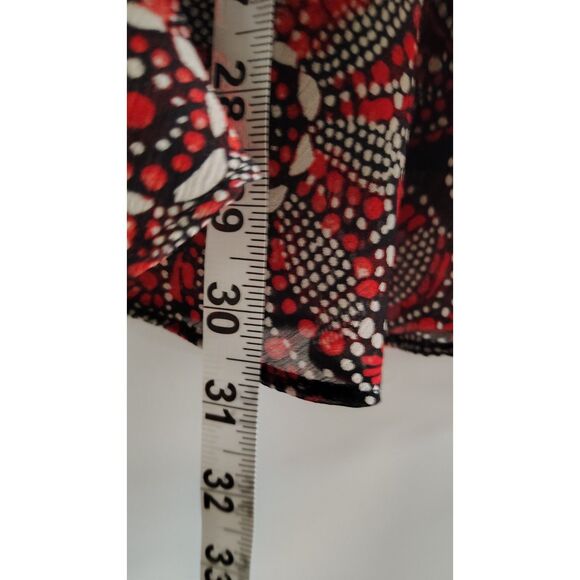 Roz&Ali Women's 1X Black, Red, and White Floral Polka Dot Cold Shoulder Blouse - Picture 5 of 7